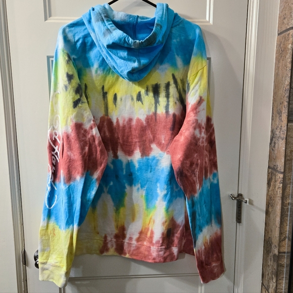 Ed Hardy Tie Dye Hoodie Skull Beautiful Ghost Friendly Spirits Rest NWOT - Picture 3 of 4